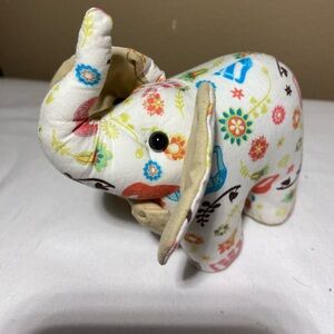 NaRaYa Colorful Fabric Patterned Floral Elephant Plush 100% Cotton